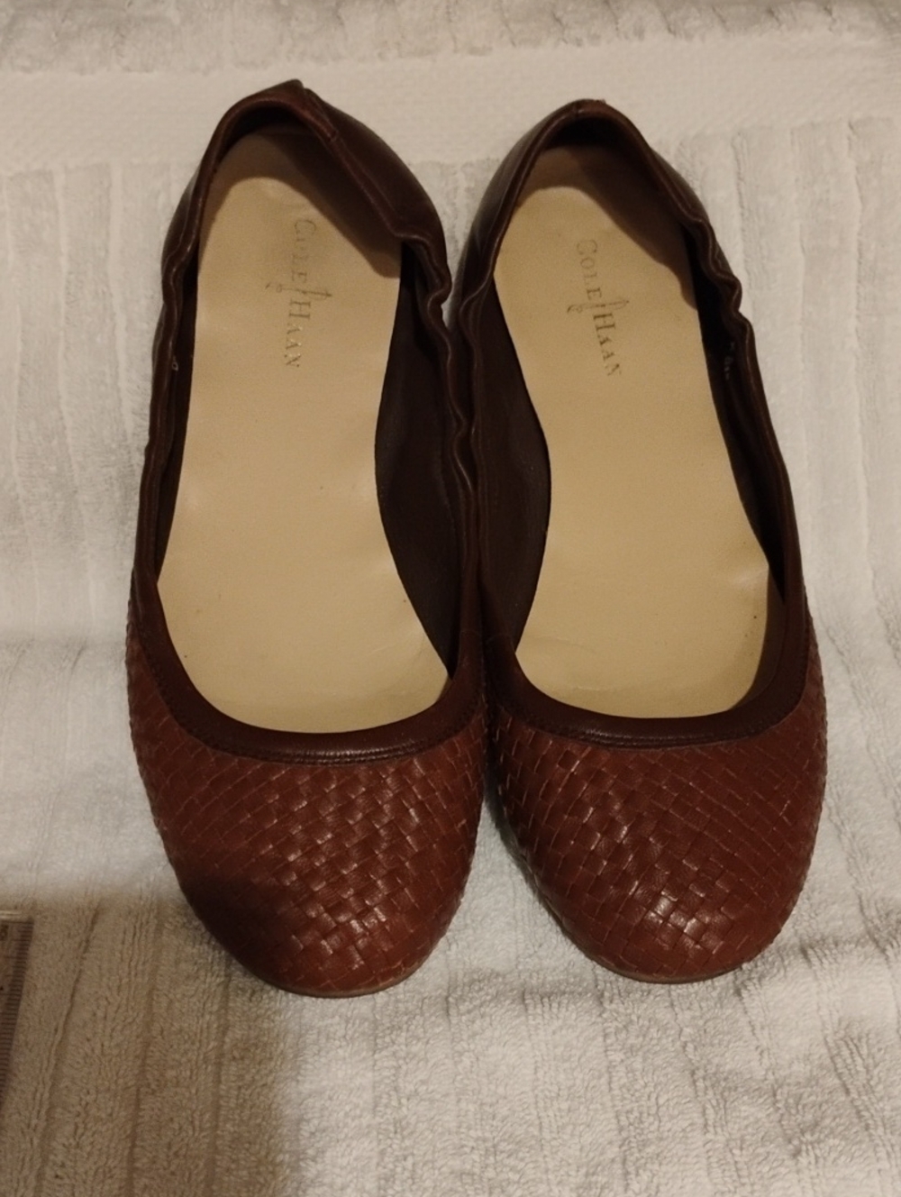 Cole Haan Brown Woven Leather Ballet Flats